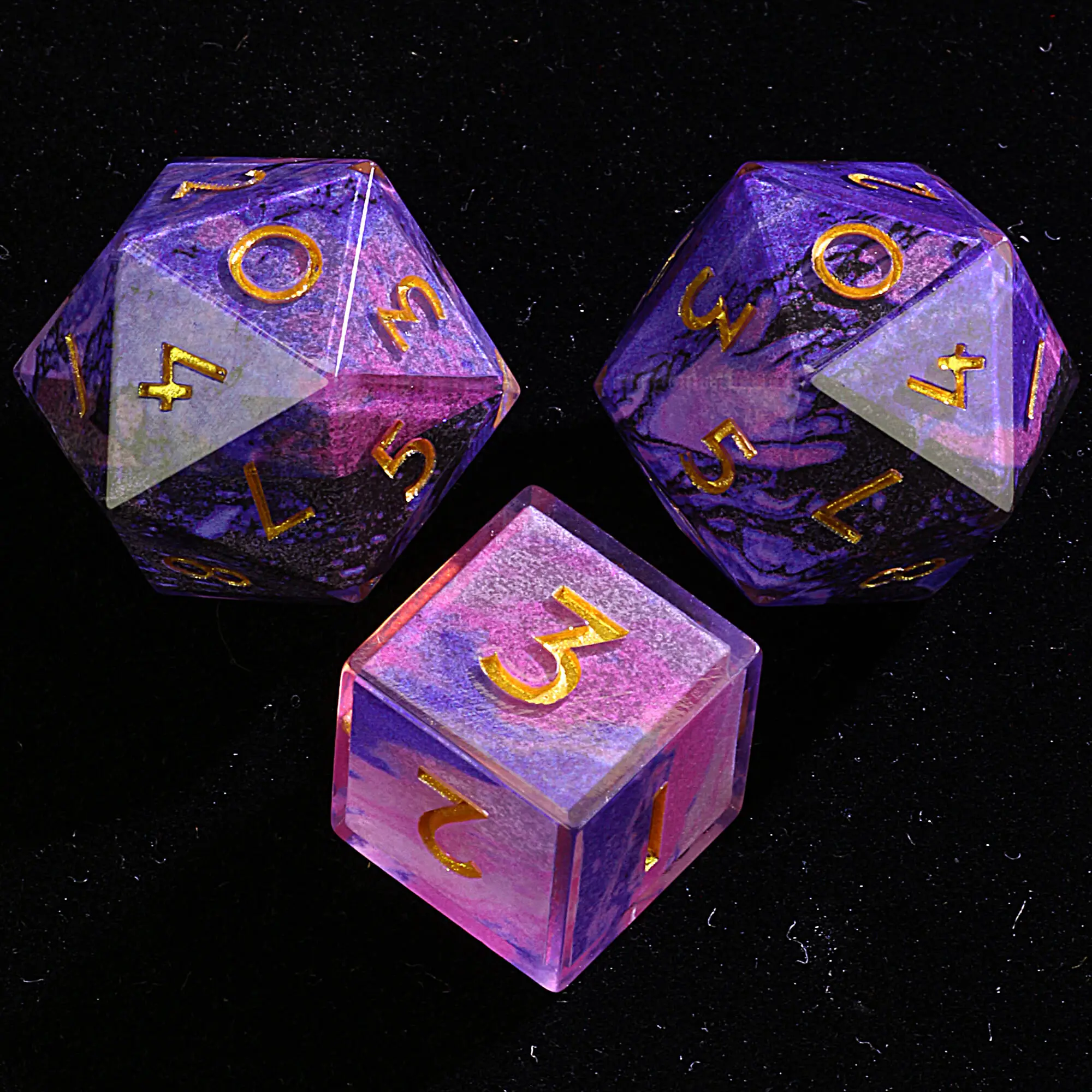 Polyhedral Resin 20 Sided D10 and 6 Sided D3 Draw Steel Dice Set Arcane Aurora