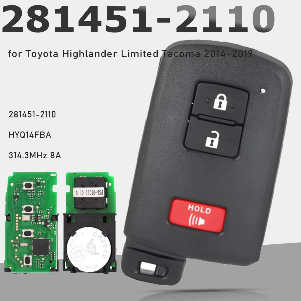 

KEYECU 281451-2110 AG 314,3 МГц Smart Key дистанционный брелок для Toyota Land Cruiser Tacoma Highlander 2015 2016 2017 2018 2019