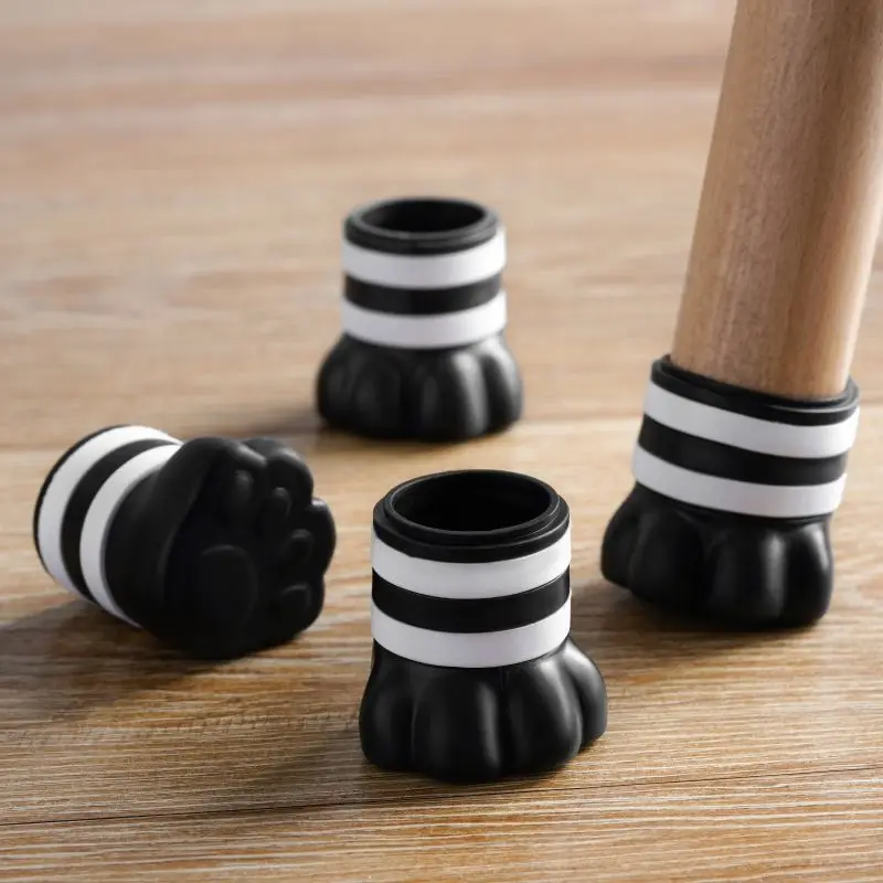 Cute Cat Paw Silicone Chair Leg Covers Anti Slip Table Feet Protectors Thickened Quiet Floor Scratch Protection Furniture Socks