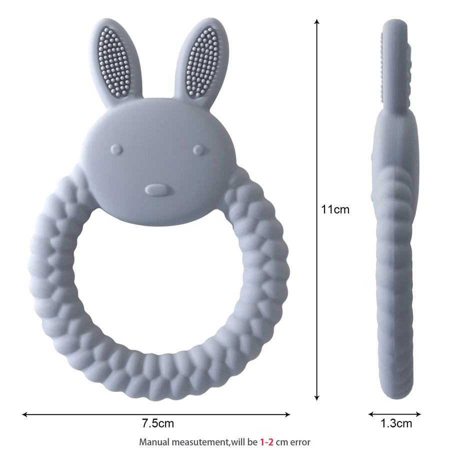 Juego de dentición para bebé, cepillo de dientes de silicona, seguro, grado alimenticio, conejo, nuevo diseño, regalo para recién nacido