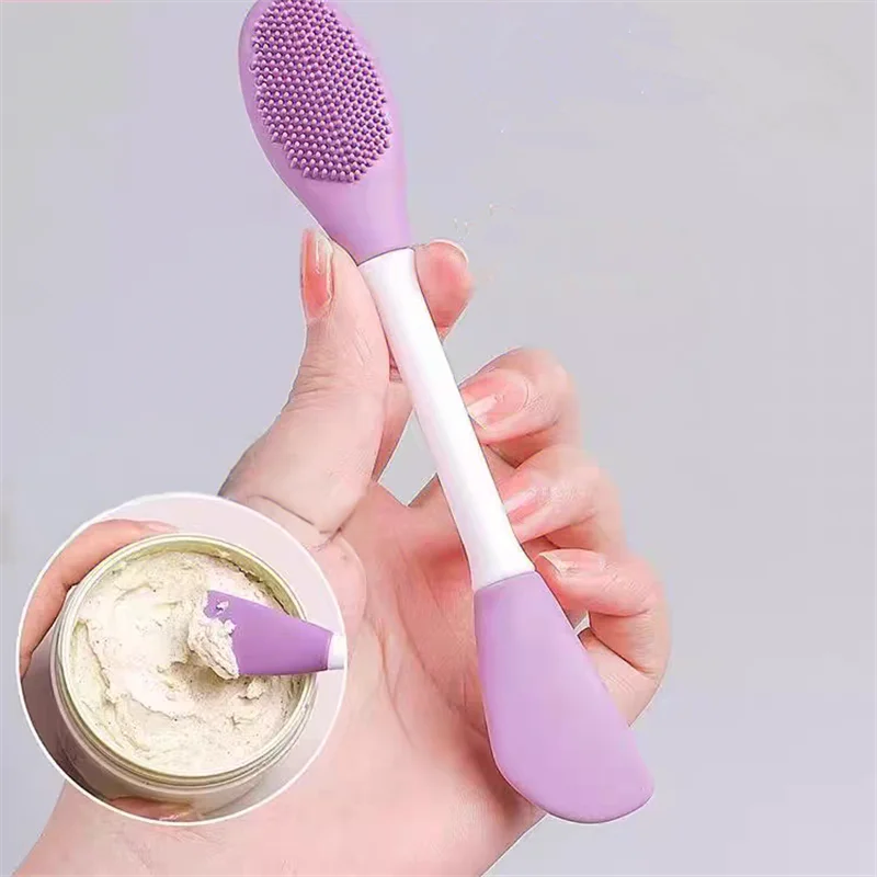 فرشاة قناع الوجه المزدوجة الرأس مع فرش تنظيف التدليك DIY أداة توزيع مكياج الوجه لأدوات التجميل للعناية بالبشرة