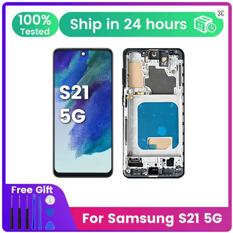 

Оригинальный ЖК-экран для Samsung Galaxy S21 5G, дисплей с сенсорным экраном и дигитайзером для Samsung S21 G9910 G991B, замена экрана