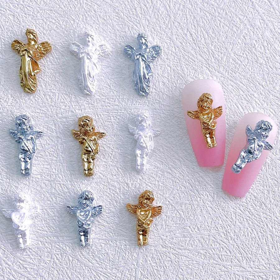 

30PCS Large Baroque Relief Angel 3D Nail Art Charms Kawaii Accessories Manicure Decoration Parts Nail Supplies For Professionals