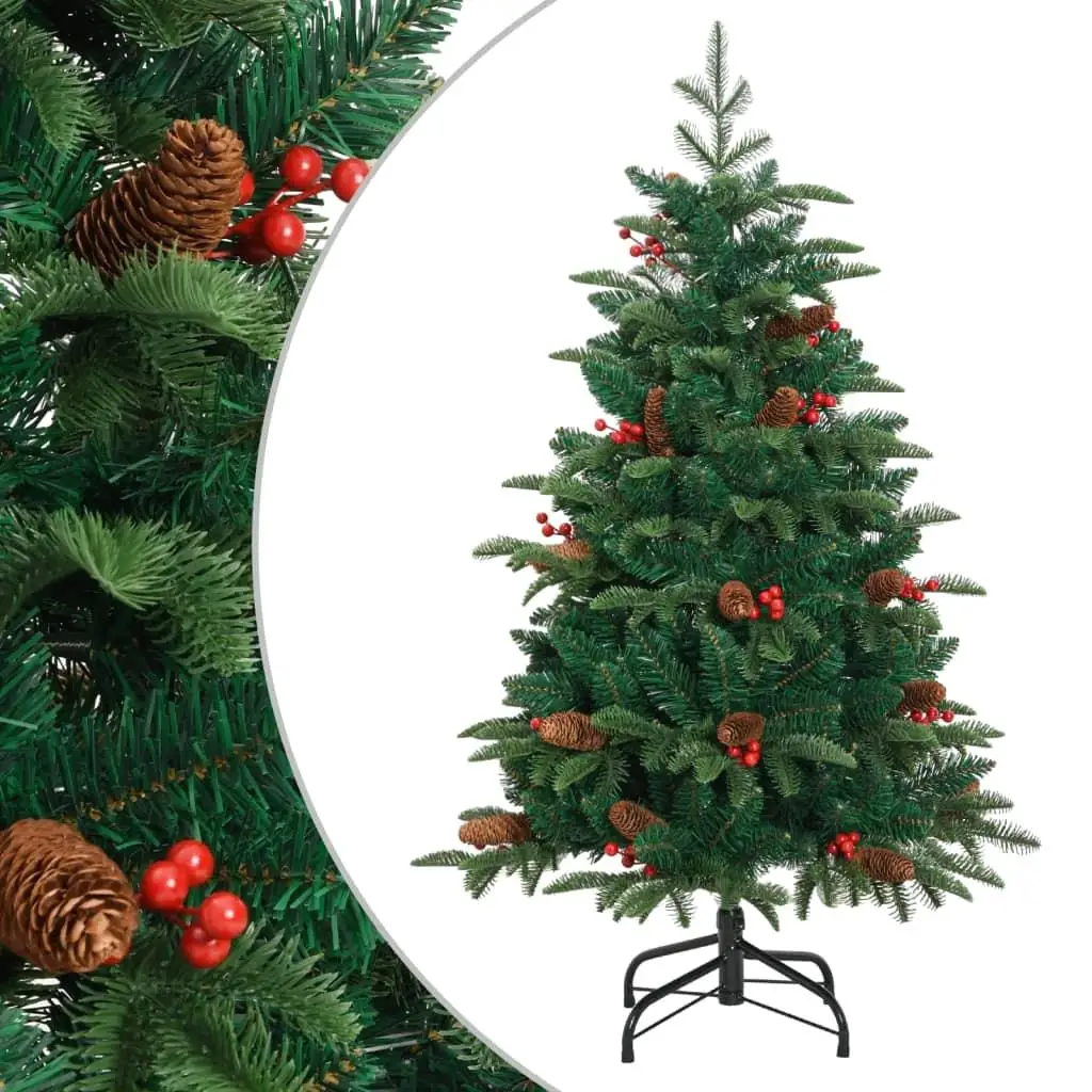 59.1'' Artificial Christmas Tree with Pine Cones & Berries - Hinged Holiday Decor