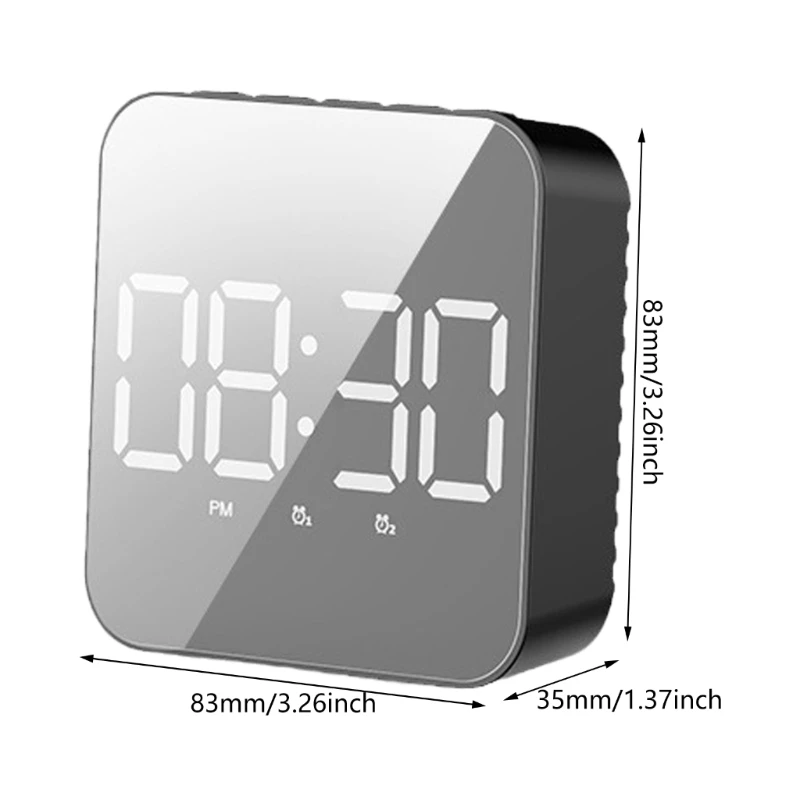 ساعة مرآة رقمية معاصرة بمنبهين LED مع وقت تنشيط صوتي وعرض درجة الحرارة من أجل تصميم داخلي أنيق