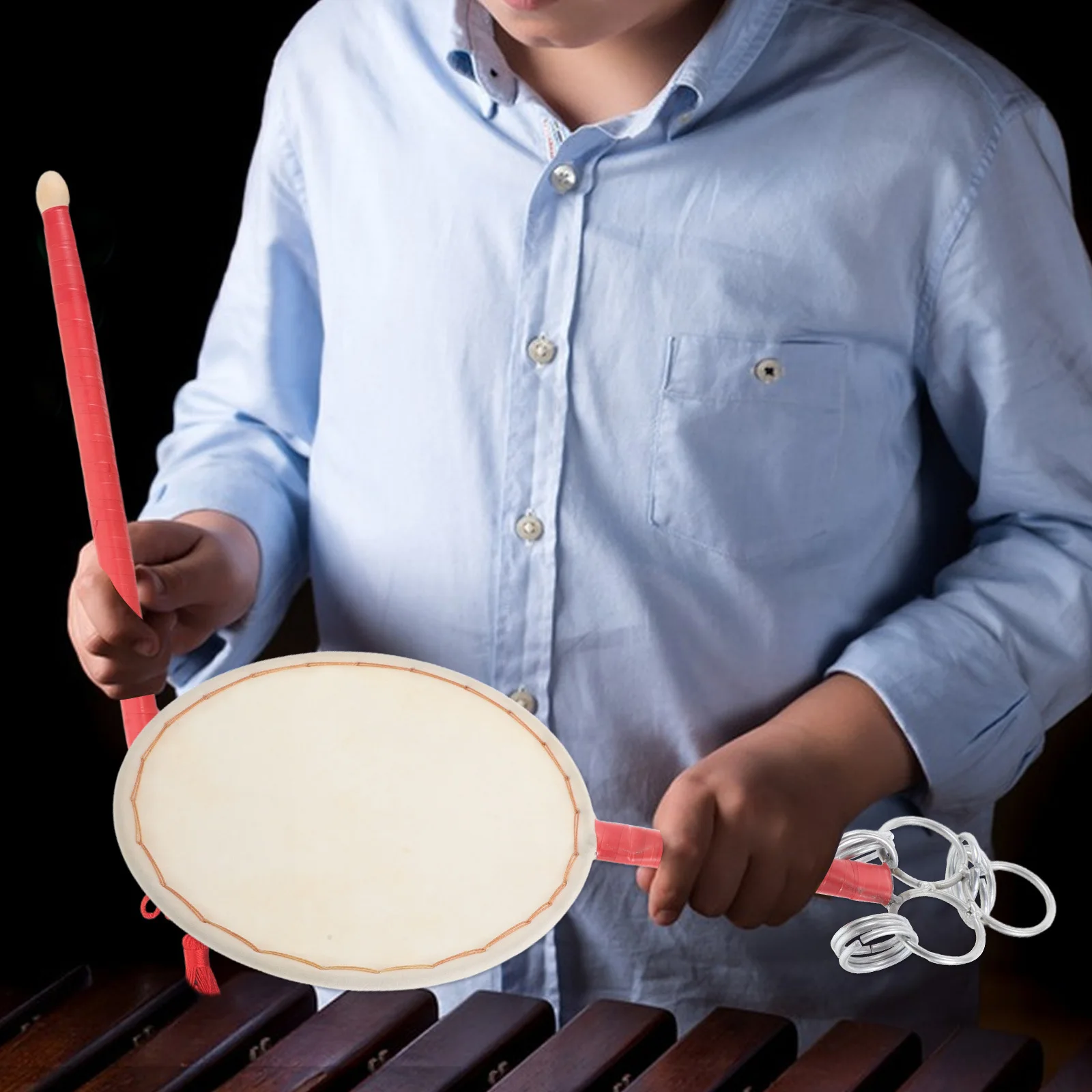 

20cm White Surface Hand Drum DIY Painting Traditional Chinese Dance Props Folk Performances Portable Quality Sound