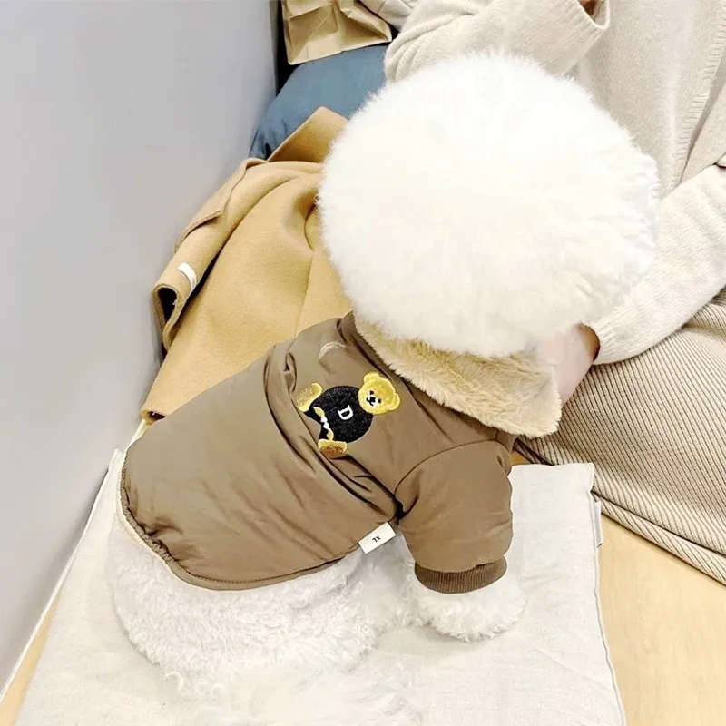 Mode Hund Unten Jacke Winter Warme Hund Kleidung Bär Druck Welpen Jacke Nette Weiche Katze Mantel Haustier Kostüme Französisch Bulldog Kleidung – Detail 9