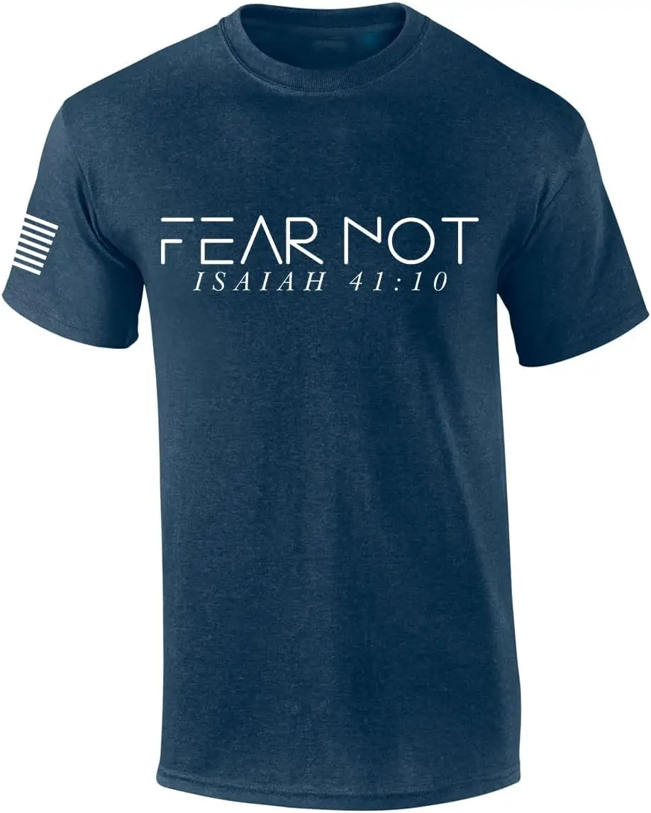 Mens Christian Shirt Fear Not Isaiah 41:10 Short Sleeve T-Shirt Graphic Tee