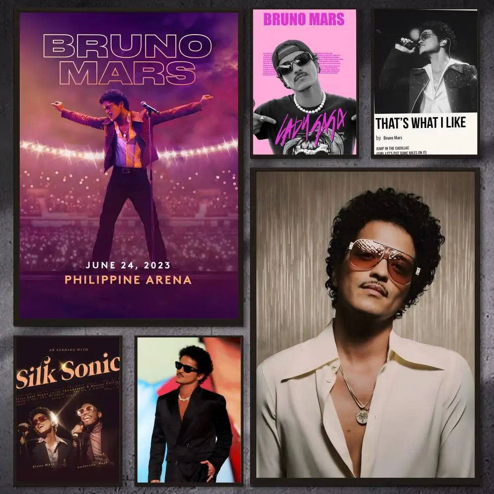 B-Bruno Mars Singer Poster Versatile HD Waterproof Wall Art Self-Adhesive Decor For Any Space Ideal Gift
