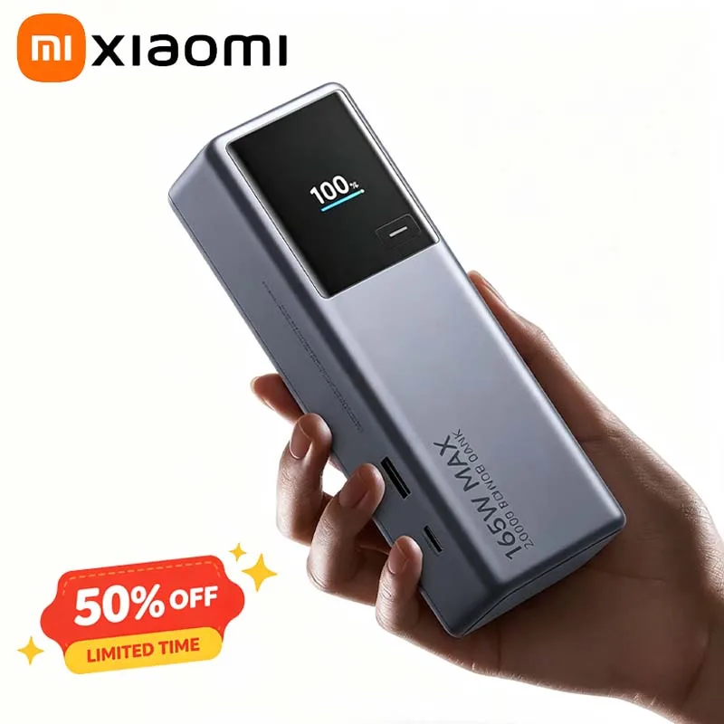 Xiaomi 20000mAh 165W Portable External Battery Power Bank Integrated USB-C Cable with Digital Screen Display for MacBook iPhone