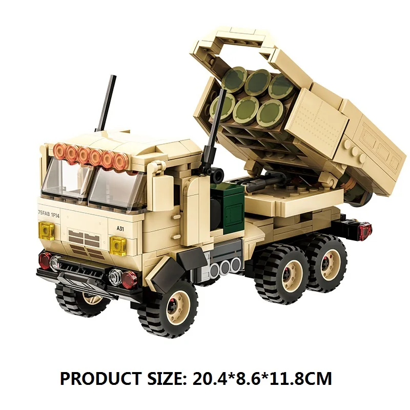 443 قطعة WW2 M142 هيمارز الملاكم مركبة مدرعة اللبنات التنقل المدفعية صاروخ اللبنات لعب الاطفال