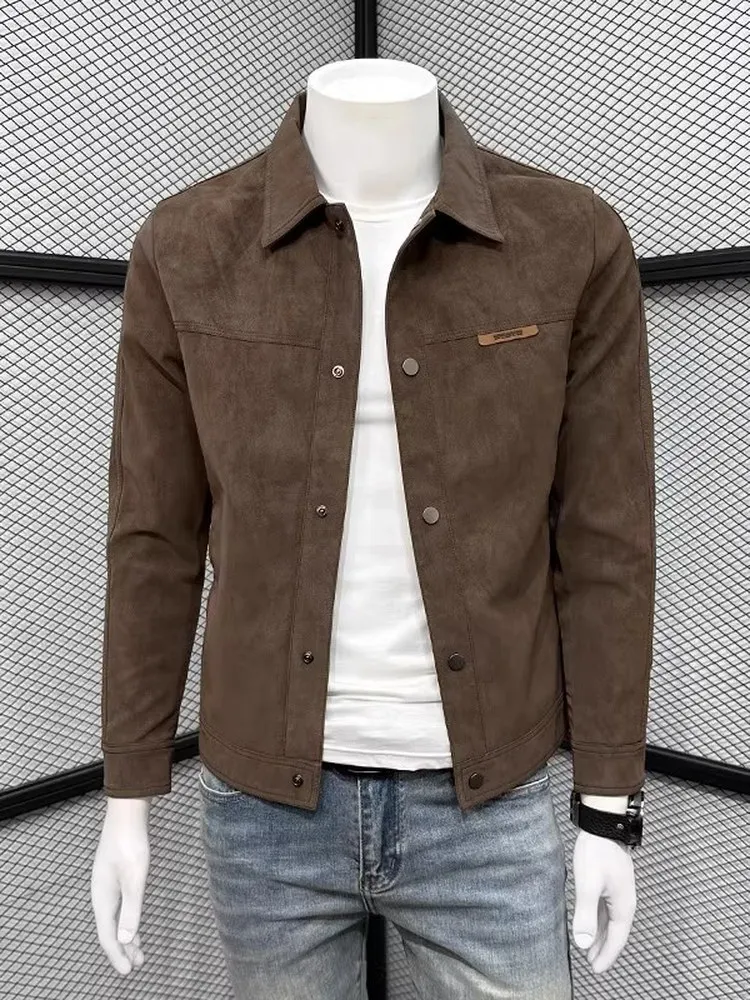 

Весенне-осенний мужской Jaet, новинка 2023 года, брендовый высококачественный замшевый откидной воротник Haome Faionable в стиле ретро, полиэфирное волокно