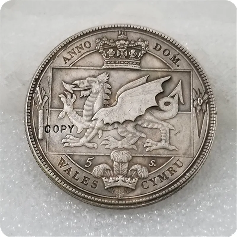 Reino Unido 1887 Gales Corona moneda copia de plata