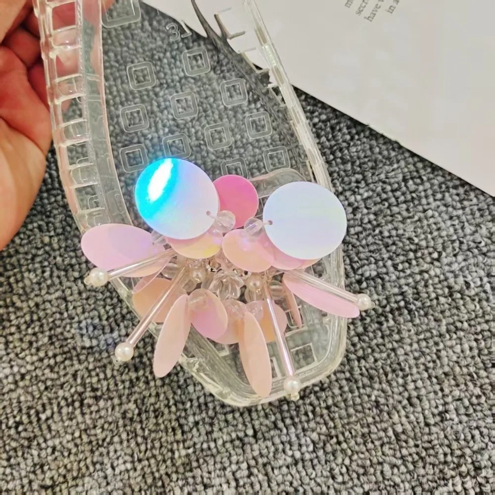 PVC Material Shoe Charms Seaweed Bead Transparent String Bead Chain Hole Design Detachable Shoe Buckle Summer Style