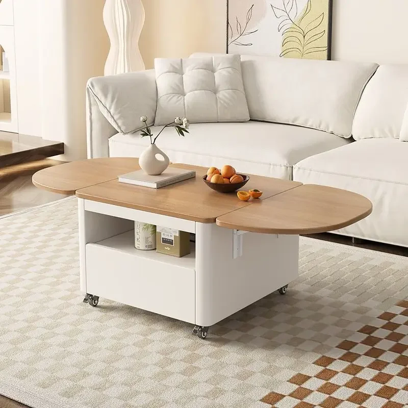 Multi-functional cream wind folding coffee table dining table one living room sofa edge several small movable online celebrity