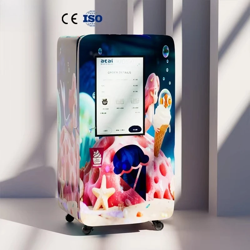 FL Custom Serve Vending Machine Robot Ice Cream Robot Machine Ice Cream Vending Robot for Entertainment Venues and Kids Areas