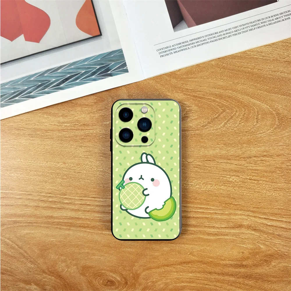 Cute M-Molangs Phone Case For Samsung S23 S22 ULTRA A22 A23 A32 A34 A52 A53 A54 A71 A72 A73 Black Soft Silicone Cover image 6