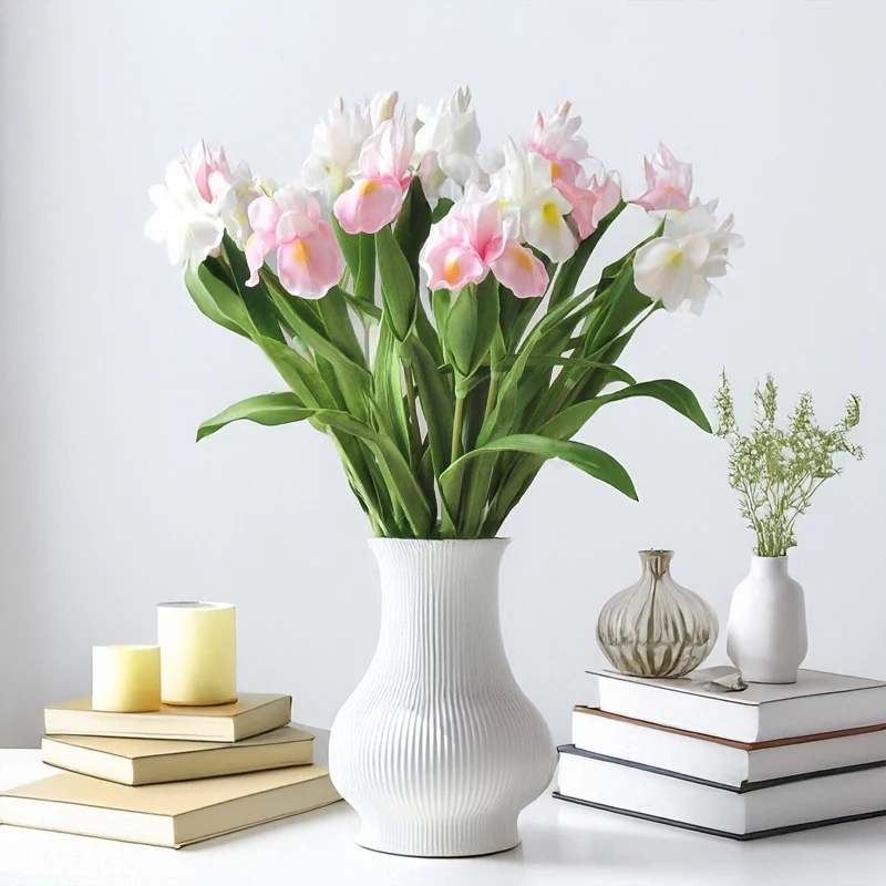 23 بوصة زهرة القزحية الاصطناعية الجذعية الحرير فو الزهور ديكور المنزل ترتيب الزفاف غرفة الطعام عرض التصوير الدعامة #3