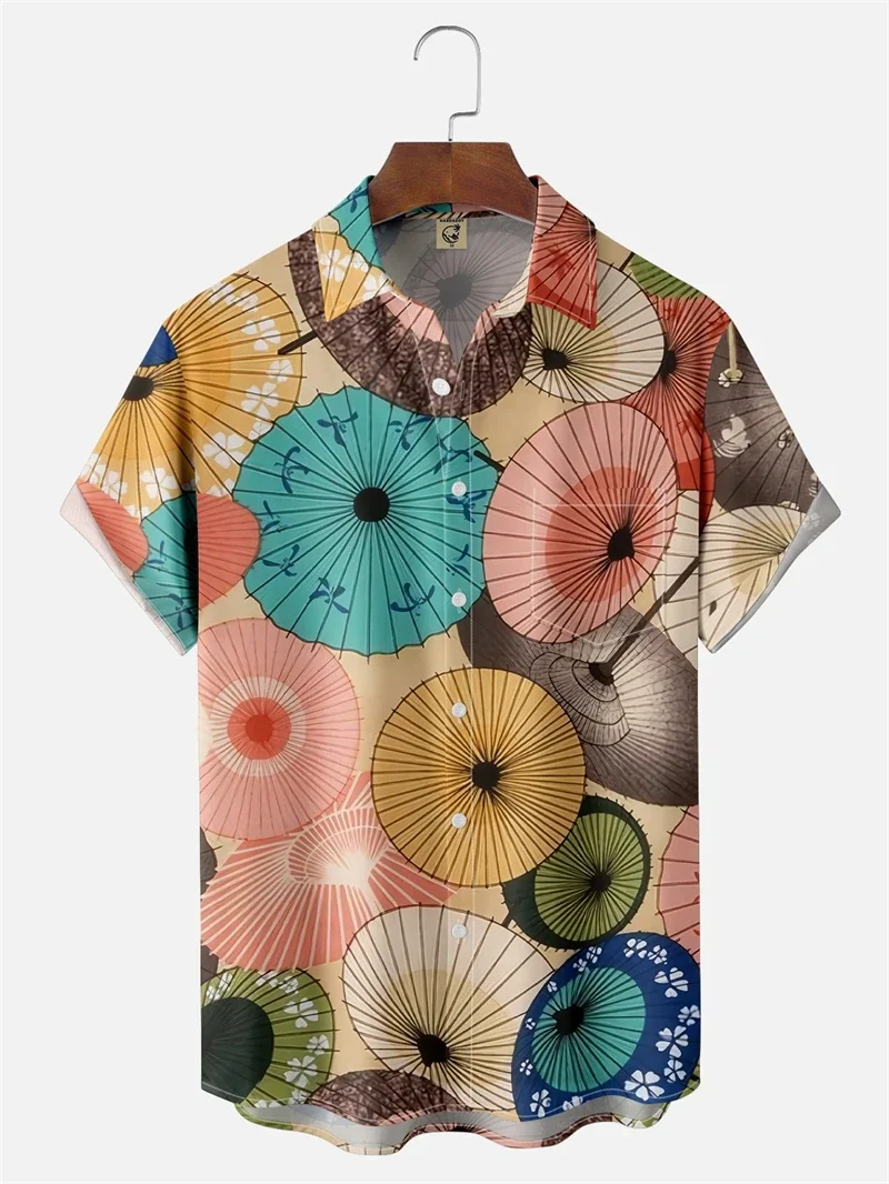 Japanese Style Ukiyoe Wave Print Men Women Short Sleeve Button Shirts Summer Fashion Clothes Tops Hawaiian Unisex Blouse 2025