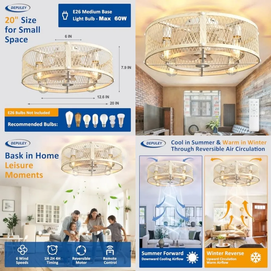 Fush Mount Ceiing Fan: 20