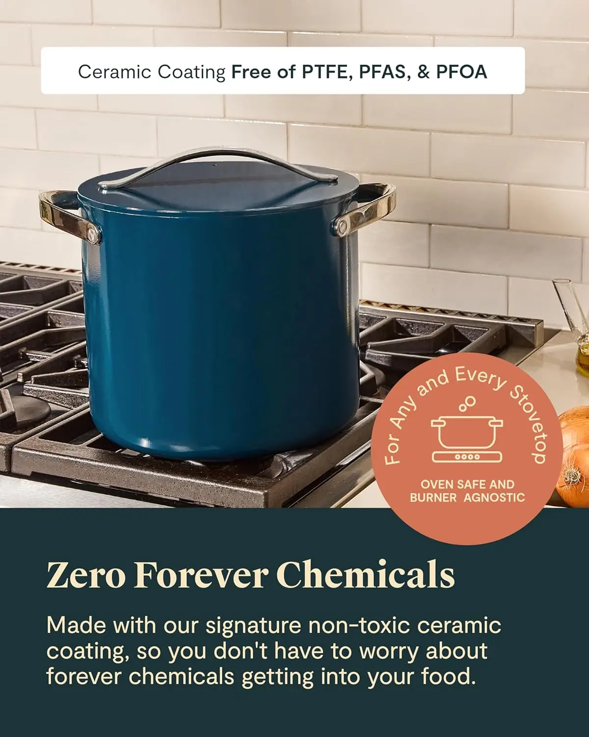 

Caraway Stock Pot - 12 Qt Ceramic Coated Pot With Lid - Fee From Forever Chemicals - Large Pot for Bigger Batches.