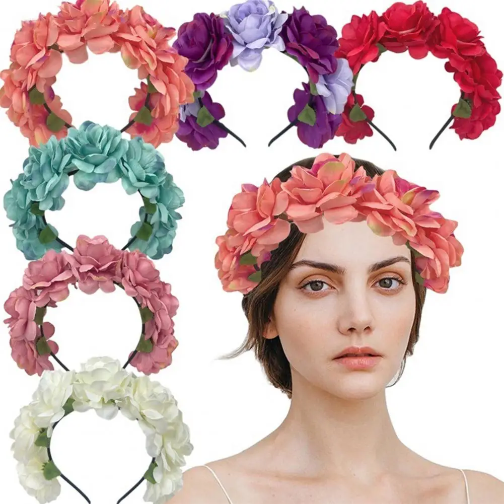 Bandeau de décoration de cheveux à fleurs pour femmes, bande de sauna rétro, fausse fleur, cerceau de cheveux de fête avec fréquence noire, Halloween