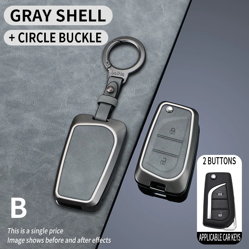 Car Zinc Alloy Leather Flip Key Case Cover Holder For Toyota RAV4 RAV-4 Levin Camry Reiz Highlander Corolla VA2 Accessories