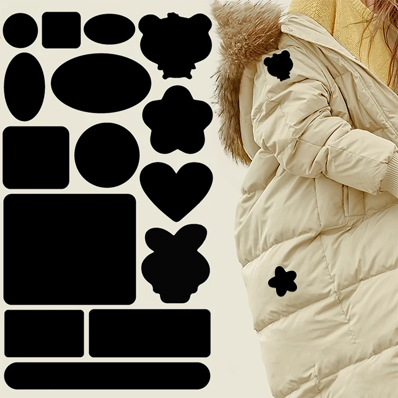 Uniwersalna czarna samoprzylepna łatka do naprawy tkanin (2 sztuki) – Natychmiastowa naprawa bez przycinania do kurtki puchowej i płaszcza