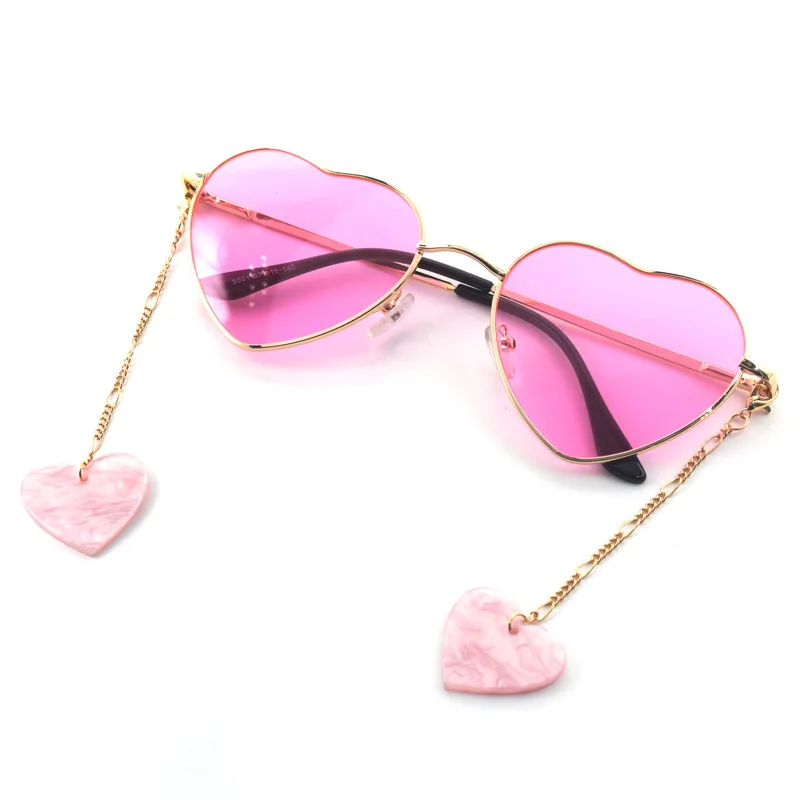 

Women's Pink Color Heart Pedant Chain for Glasses Light Luxury Mask Decorative Fringe Sunglasses String