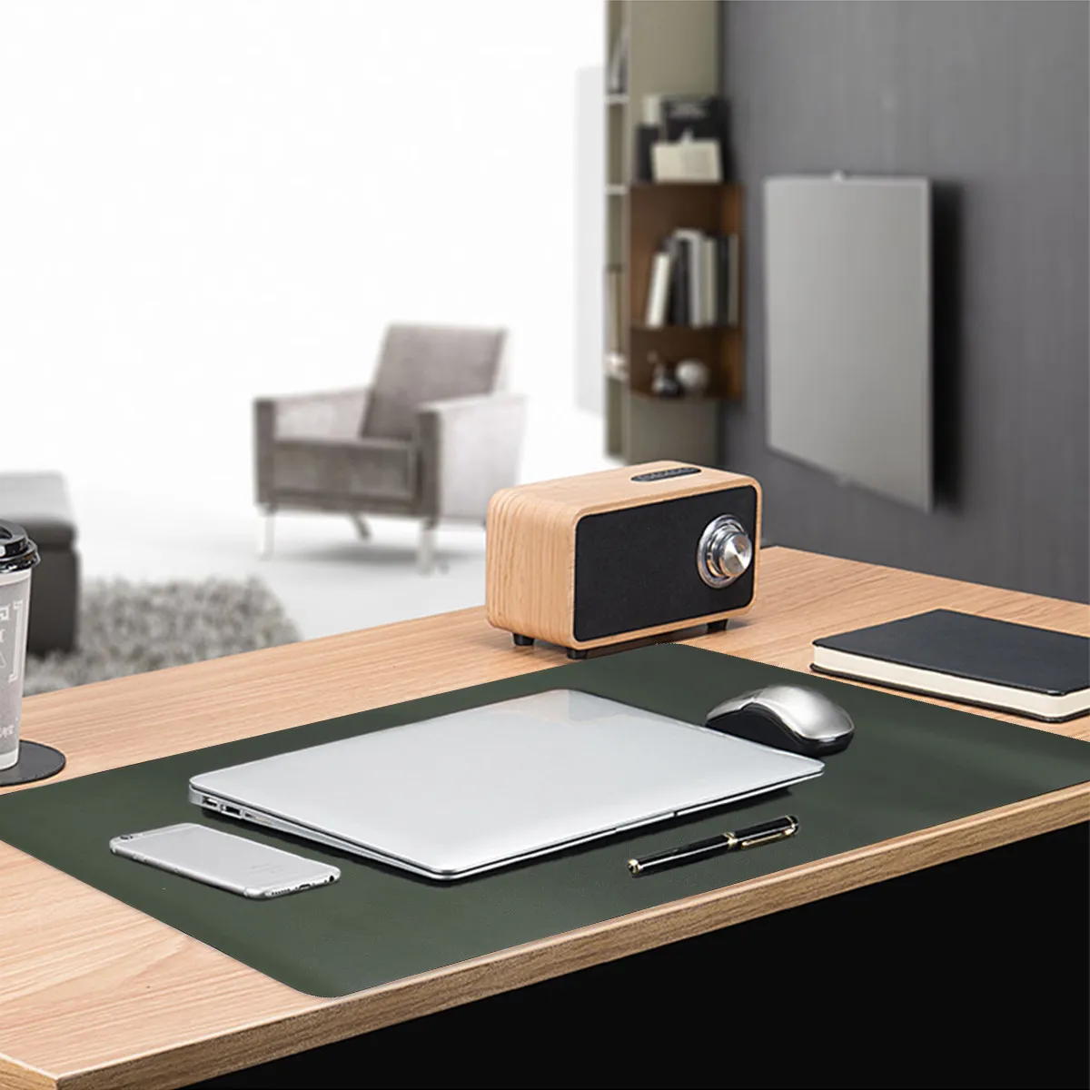 Large Gaming Mouse Pad PU Double-Sided Precision Control Smooth Slide Desktop Laptop Mat for Office Home Use Yellow Dark
