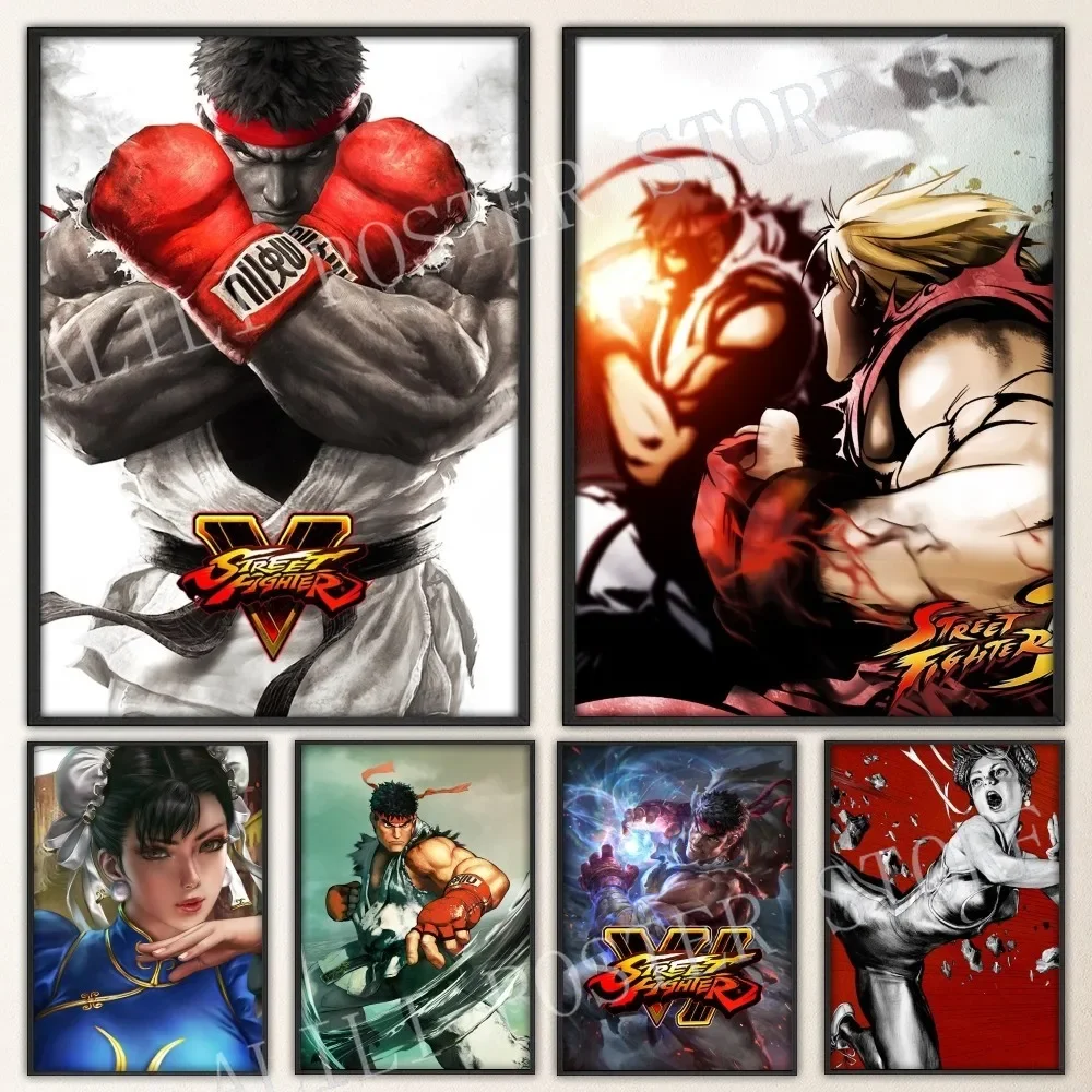 Game S-Street Fighter Nintendo Poster Vintage Prints Art Home Painting Bathroom Kitchen Bar Accessories Wall Sticker Large Size