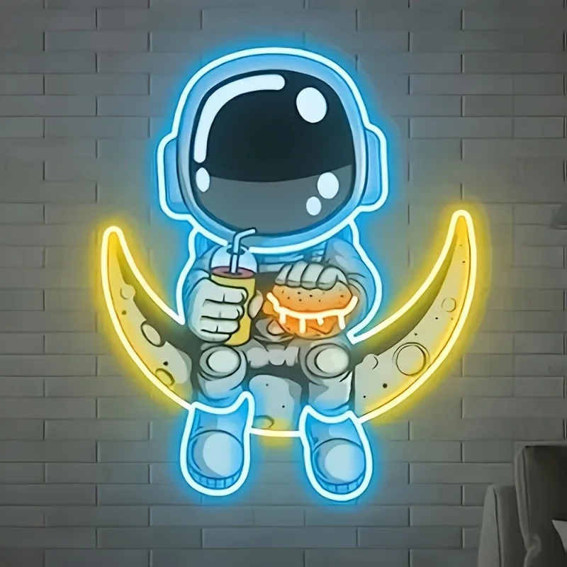 

Astronauts Neon Sign Wall Art Decor LED Lights Personalized Birthday Gift for kid Room Decor Teenage Girl Bedroom Lamp Bar Sign