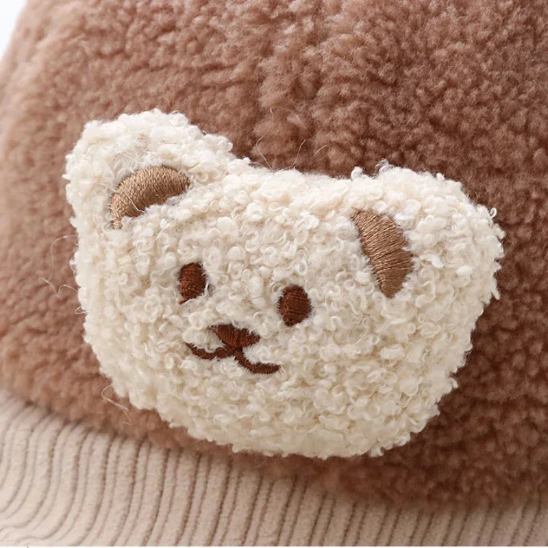 Autumn Winter Baby Hat Cotton Baby Boys Girls Cap Korean Style Cartoon Bear Baseball Cap Keep Warm Beanie Cap for Kids Children image 6