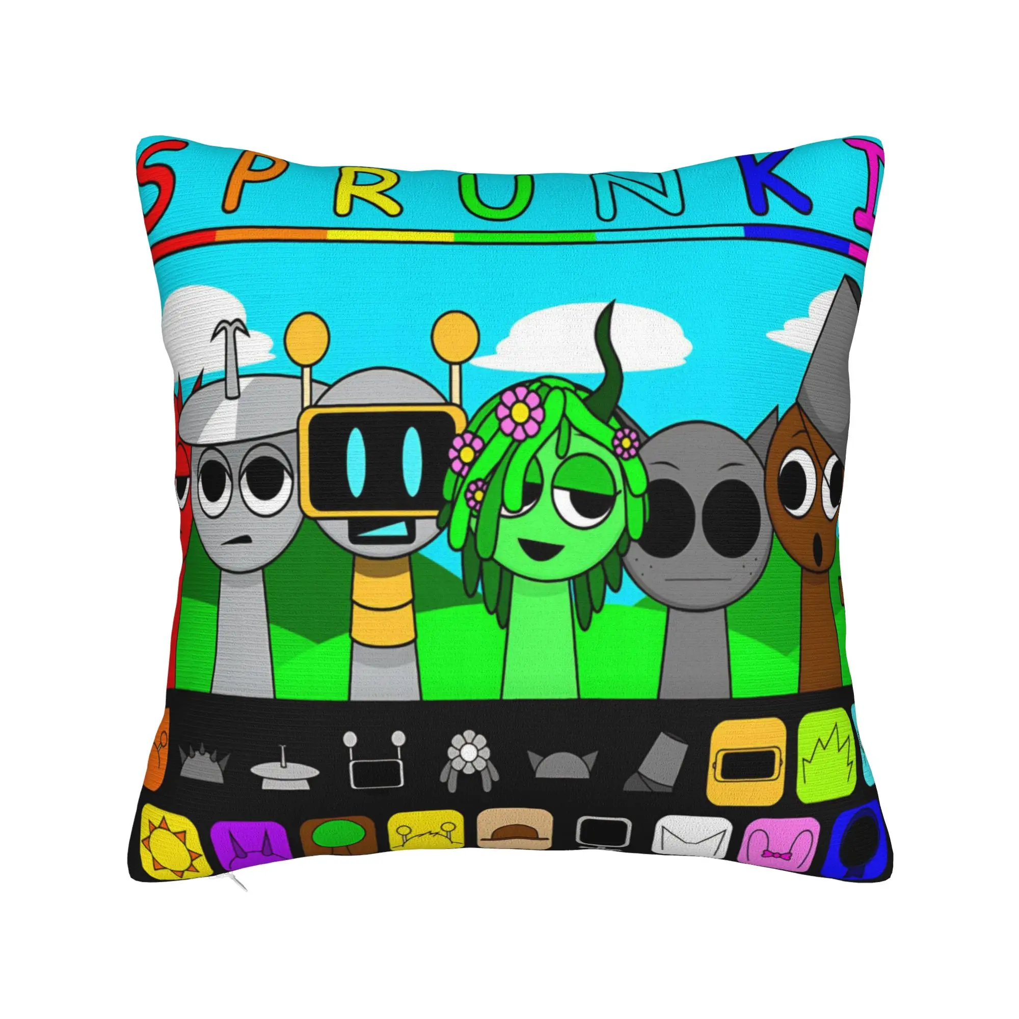 Sprunki Game Square Pillow Case Cartoon Cushion Covers Customized Zipper Decorative Pillowcase for Home 45*45cm