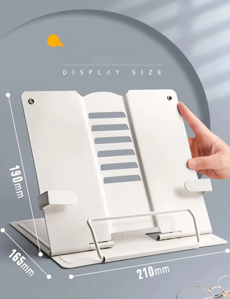 Supporto per libri in metallo Supporto per lettura di documenti regolabile per libri di cucina Supporto per libri da scrivania pieghevole Espositore per libri resistente