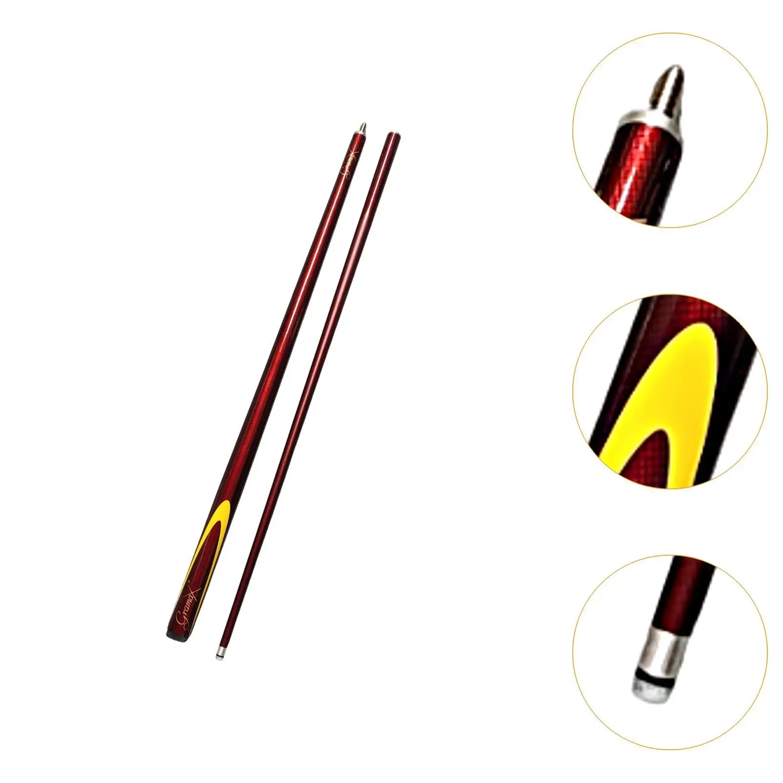 

Pool Cue with 2 Cue Tip and 2 Pool Cue Chalk Length 57" Billiards Accessory 1/2