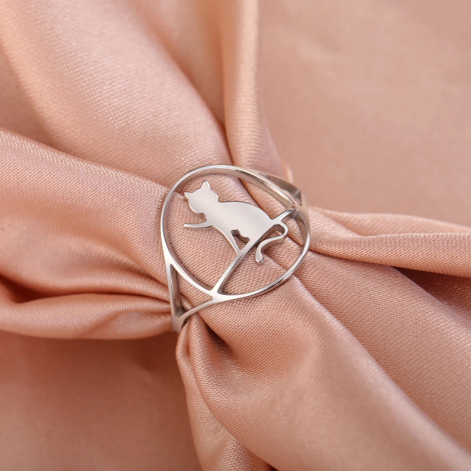 

Kkjoy Fashion Minimalist Gold Color Cat Finger Rings for Women Cute Pet Ring Jewelry Accessories Gift for Girl Wholesale New in