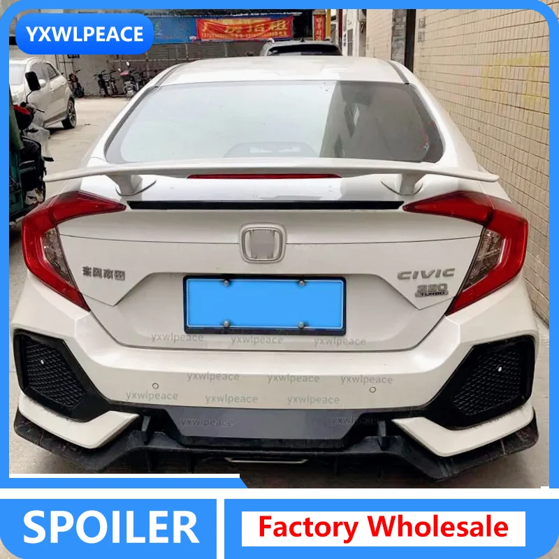 

For Honda 10th Generation Civic 2016 2017 2018 2019 2020 Sedan ABS Plastic Rear Trunk Cover Spoiler Wing Car Styling