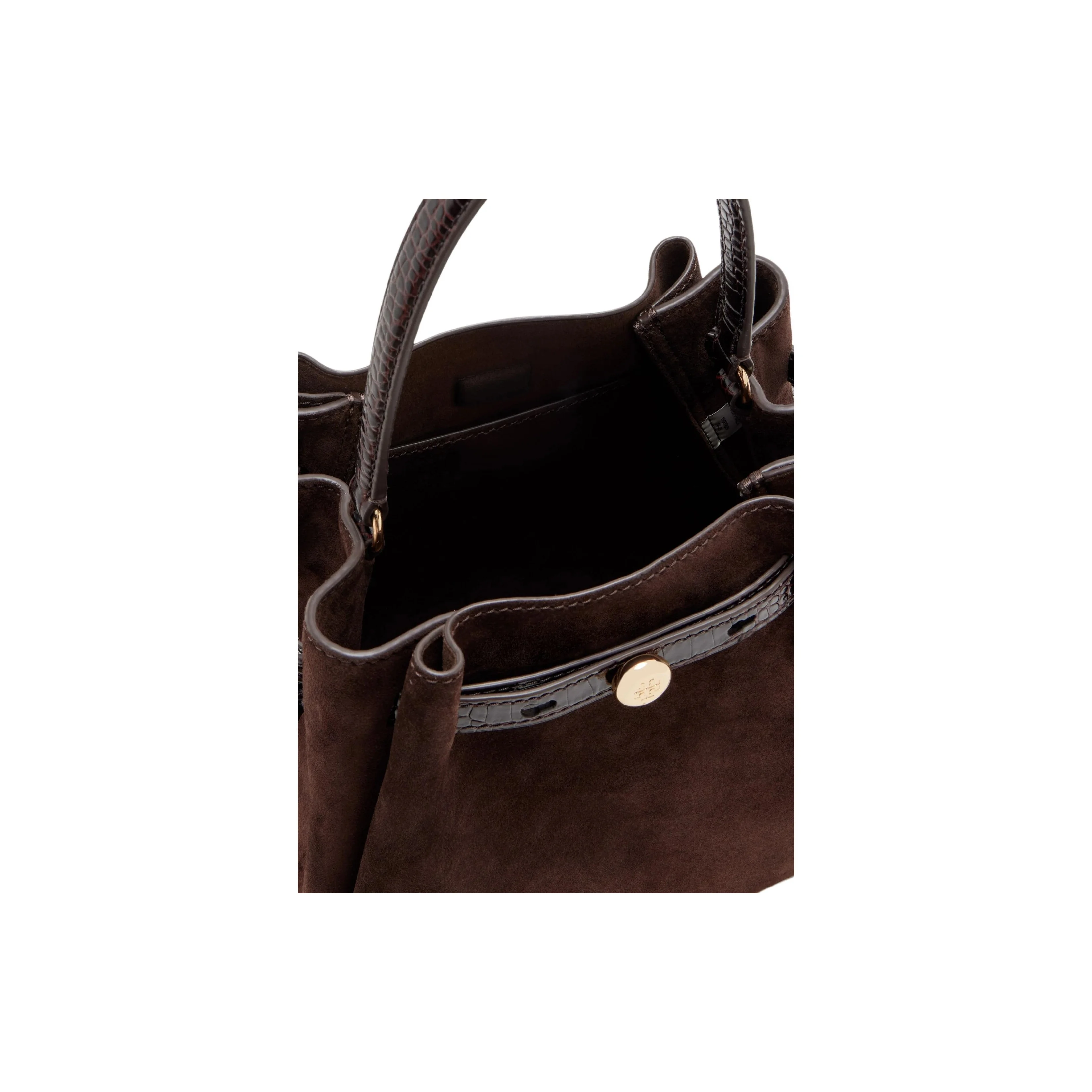 Fotografia 5: Bolsa de Ombro TORY BURCH Romy em Couro de Vaca com Camurça, Cor Dark Cocoa, 169275-200
