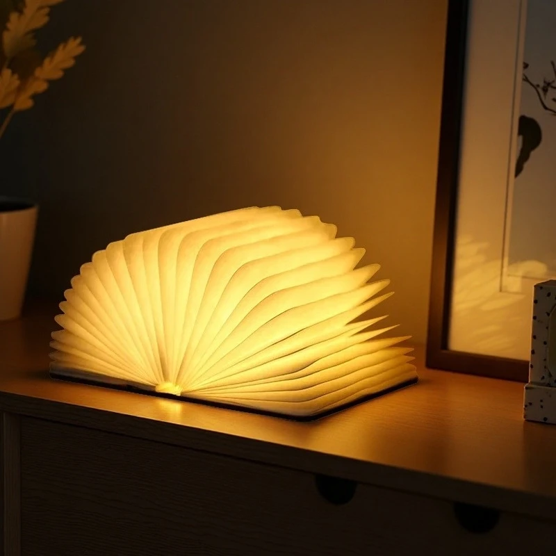 

3D книжный светильник, светодиодный ночник, складной изысканный подарок, USB перезарядка, деревянный декор, настольная лампа для спальни, подарок на день рождения для ребенка
