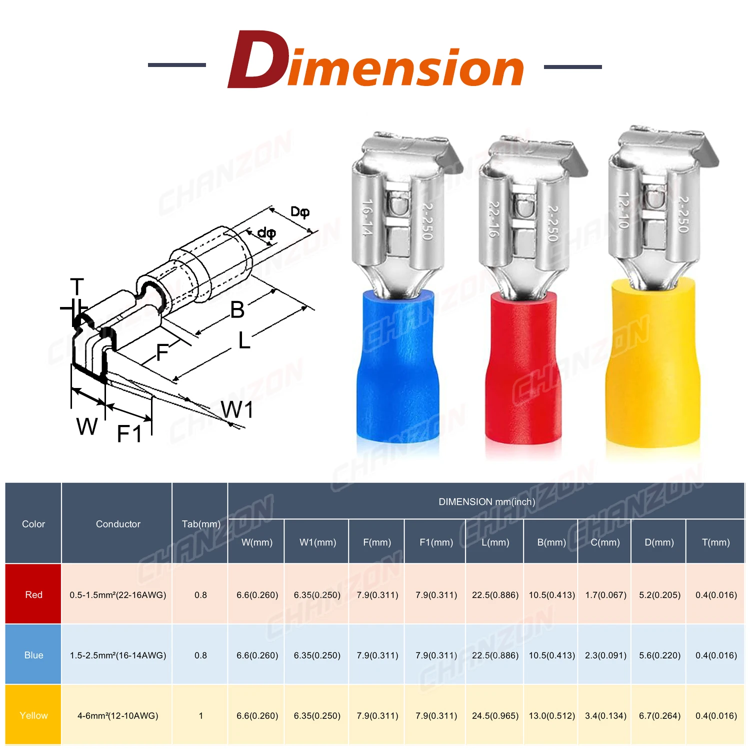 70PCS 6.3Mm Piggy Back Splice Crimp Wire Connectors Kit Cord Disconnect Wirefy Electrical Solderless Piggyback Terminal 22-10AWG