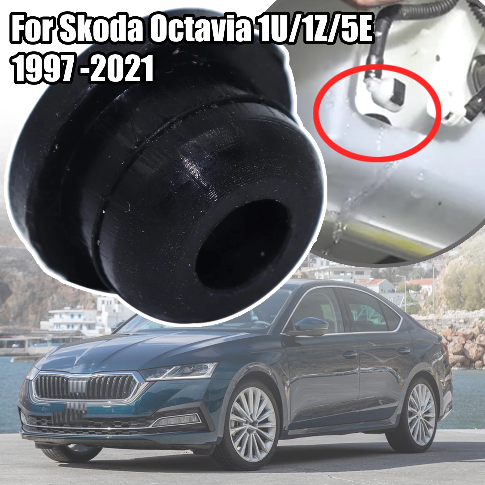 

For Skoda Octavia 1U/1Z/5E 1997 - 2021Windscreen Washer Headlight Pump Seal Water Reservoir Gasket Mount Rubber Cap Clip Plug