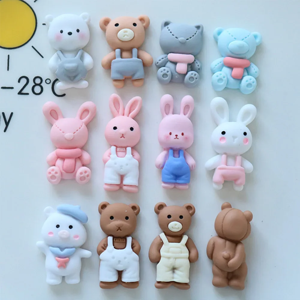 10 pezzi di pantaloni Kawaii serie animali cabochon in resina con retro piatto per forcina scrapbooking gioielli fai da te accessori per la decorazione artigianale