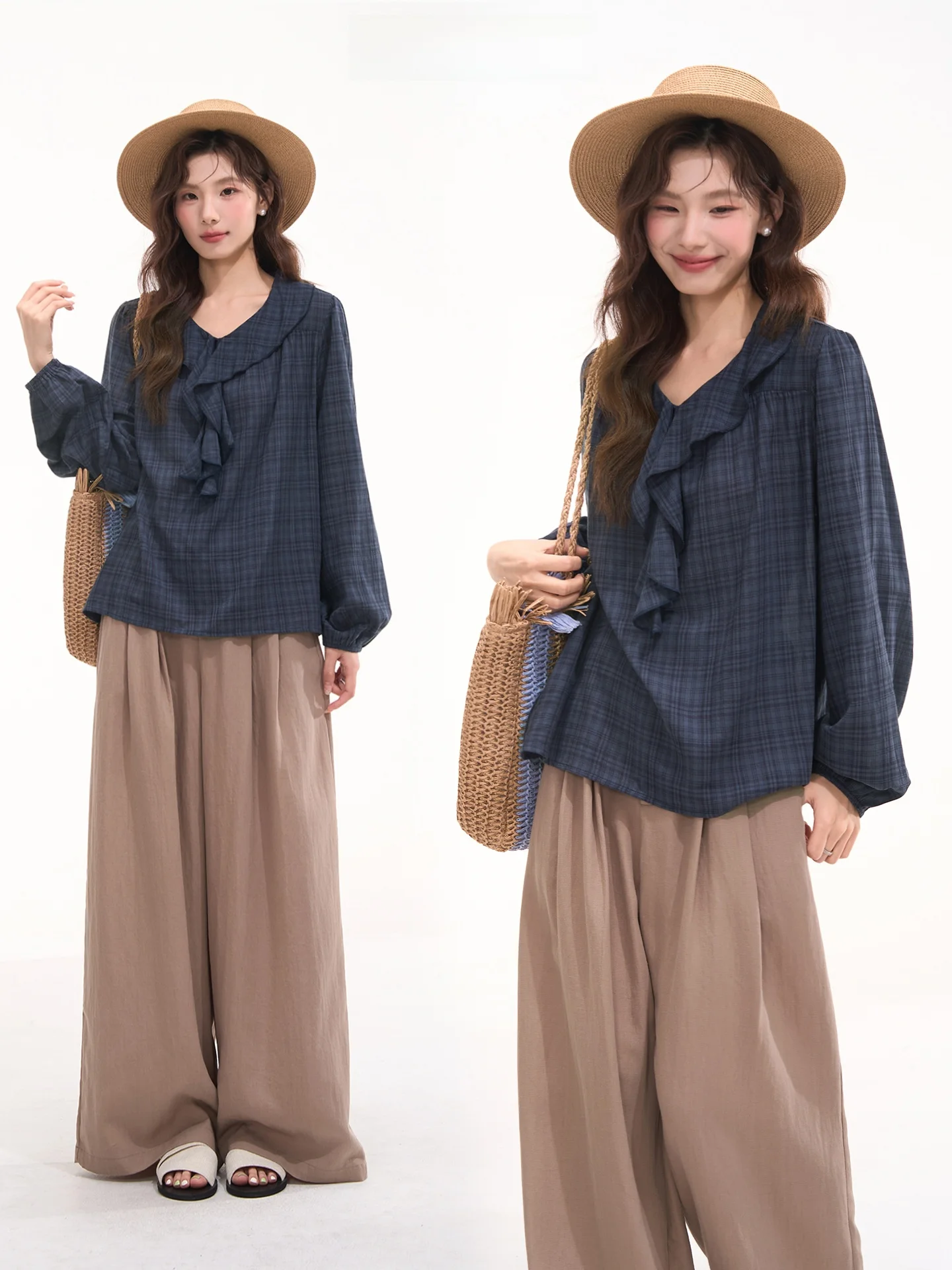 

Женская свободная рубашка Heme Soft Mist с кружевным дизайном, простой стиль, весна-лето, хлопок, длинный рукав, модный молодежный топ