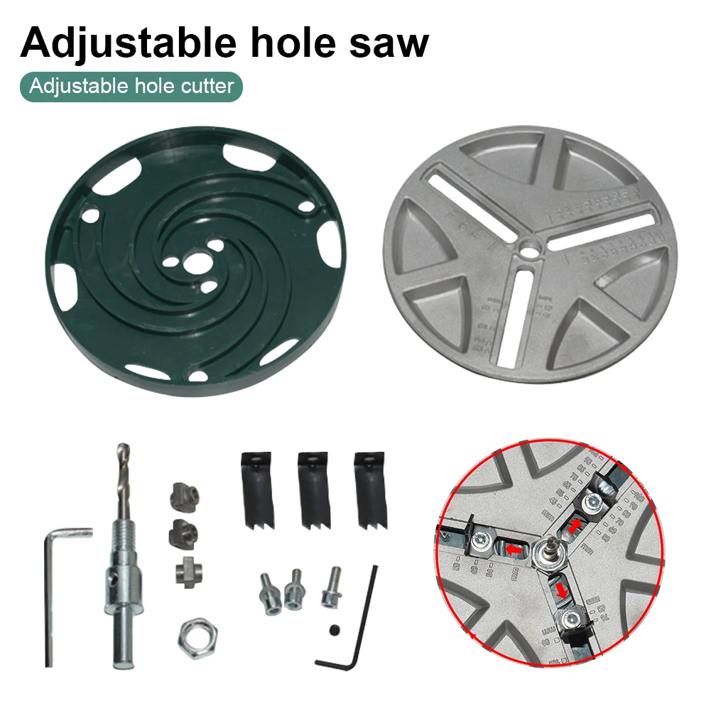 

Adjustable Dia. 45-130mm Multi-function Woodworking Hole Opener Round Hole Saw DIY Woodworking Cutting Tool