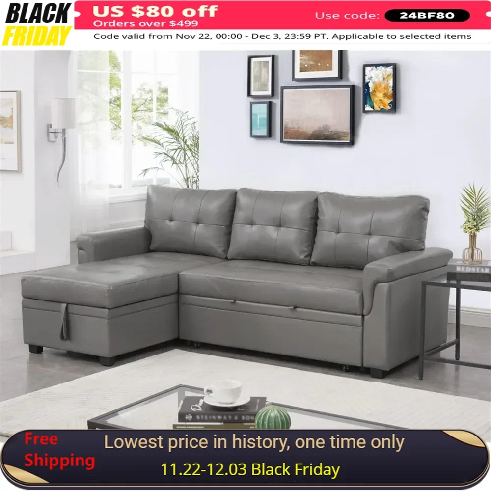 Sectional Sofa with Convertible Sofa Bed & Chaise Find Tranquil Comfort with Stress-Design & Durable Cushions Sectional Sofa