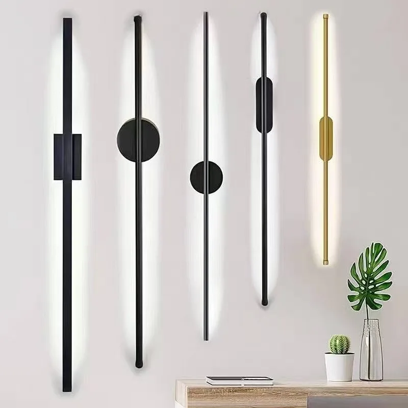 

Wall LampBedroom gold Wall Light Modern Long LED Light Black I-Shaped Living Room Corridor Interior Lighting Home Decor Lighting