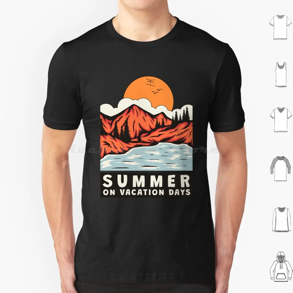 تي شيرت صيفي لأيام العطلات على البحيرة الجبلية مقاس 6xl تي شيرت قطني رائع تي شيرت صيفي رائع للصيف Su Mer مشاية صيفية جميلة
