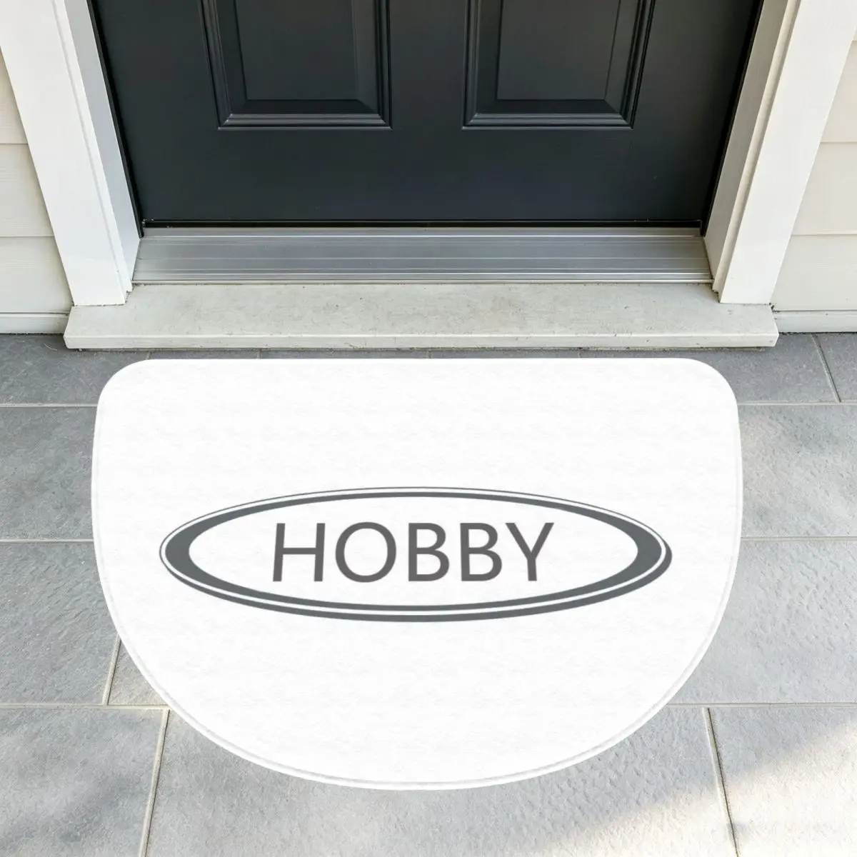 Hobby Soft Flannel Half Round Doormat Non Slip Bathroom Mat Absorbent Floor Carpet for Garage