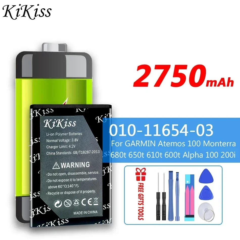 KiKiss 010-11654-03 2750mAh Battery for Garmin Montana 600T 610t 680t 650T VIRB GPS For Alpha handheld 361-00053-00